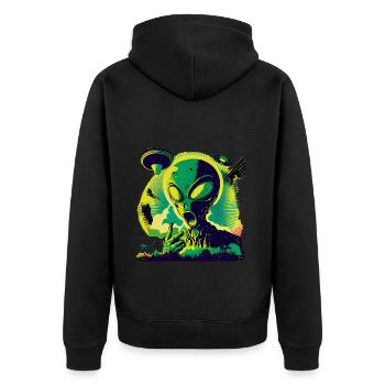 Pop Art Außerirdischer Alien Retro Style - Veste à capuche bio Premium Unisexe - noir - Dos - Nico (187cm)