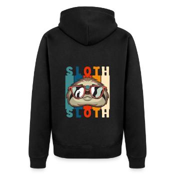Chill out Hang out comfortably - Unisex Premium Organic Zip Hoodie - black - Back - Nico (187cm)