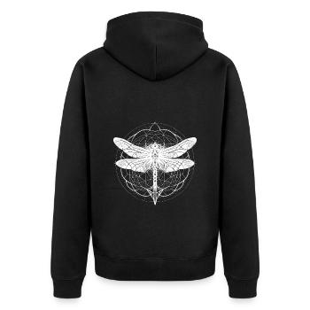 Dragonfly with white ornament - Sacred Geometry - Unisex Premium Organic Zip Hoodie - black - Back - Nico (187cm)