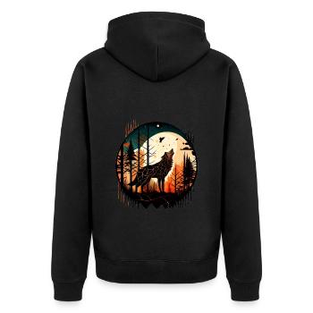 Wolf la pleine lune hurle dans la forêt avec motif - Veste à capuche bio Premium Unisexe - noir - Dos - Nico (187cm)