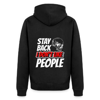 Sarkasmus Menschen Misanthrop Ablehnung - Unisex Premium Bio Zip Hoodie - Schwarz - Hinten - Nico (187cm)