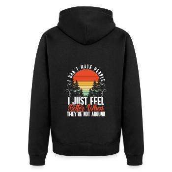 Hass Hassmensch Misanthropie - Unisex Premium Bio Zip Hoodie - Schwarz - Hinten - Nico (187cm)
