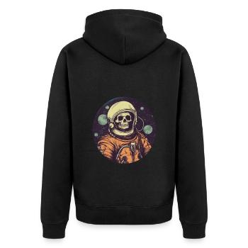 Creepy skeleton as an astronaut - Unisex Premium Organic Zip Hoodie - black - Back - Nico (187cm)