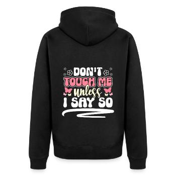 Just Look Funny Hands Off Antisocial - Unisex Premium Organic Zip Hoodie - black - Back - Nico (187cm)