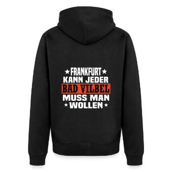 Bad Vilbel - Unisex Premium Bio Zip Hoodie - Schwarz - Hinten - Nico (187cm)