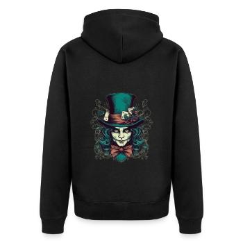 Chapelier effrayant aux cheveux verts - Veste à capuche bio Premium Unisexe - noir - Dos - Nico (187cm)