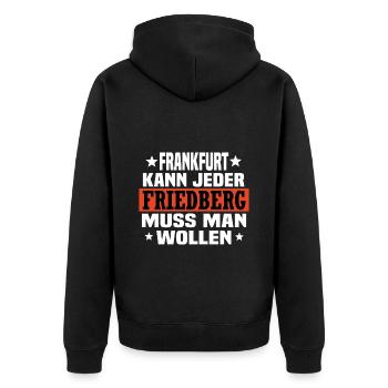 Friedberg in Hessen - Unisex Premium Bio Zip Hoodie - Schwarz - Hinten - Nico (187cm)
