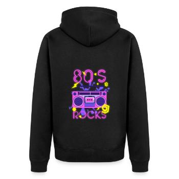 80er Musik - Unisex Premium Bio Zip Hoodie - Schwarz - Hinten - Nico (187cm)