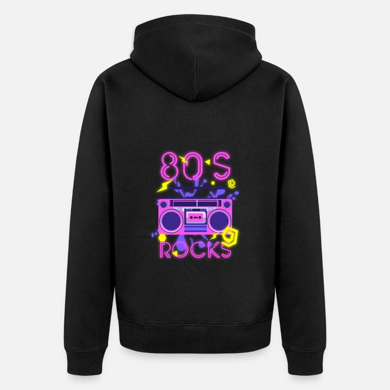 80er Musik - Unisex Premium Bio Zip Hoodie - Schwarz