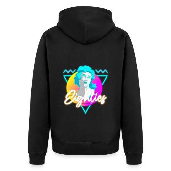 80er Musik Nostalgie Leuchtreklame - Unisex Premium Bio Zip Hoodie - Schwarz - Hinten - Nico (187cm)