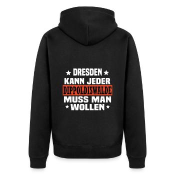 Dippoldiswalde - Unisex Premium Bio Zip Hoodie - Schwarz - Hinten - Nico (187cm)