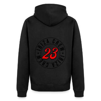 Ibiza 23 - Unisex Premium Organic Zip Hoodie - black - Back - Nico (187cm)