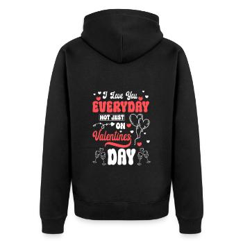 Love Heart Big Love - Unisex Premium Organic Zip Hoodie - black - Back - Nico (187cm)
