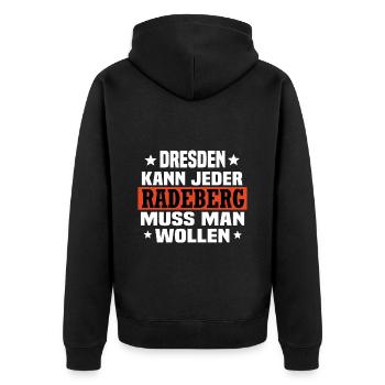 Radeberg - Unisex Premium Bio Zip Hoodie - Schwarz - Hinten - Nico (187cm)