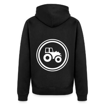 Tractor Symbol - Unisex Premium Organic Zip Hoodie - black - Back - Nico (187cm)