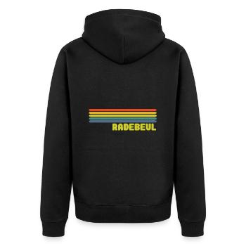 Radebeul - Unisex Premium Bio Zip Hoodie - Schwarz - Hinten - Nico (187cm)