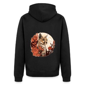 Luchs - Unisex Premium Bio Zip Hoodie - Schwarz - Hinten - Nico (187cm)