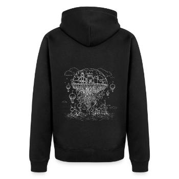 Surrealist hot air balloon with tentacles - Unisex Premium Organic Zip Hoodie - black - Back - Nico (187cm)