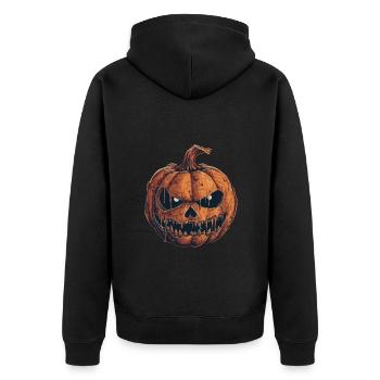 Citrouille d’horreur effrayante - Motif Halloween - Veste à capuche bio Premium Unisexe - noir - Dos - Nico (187cm)