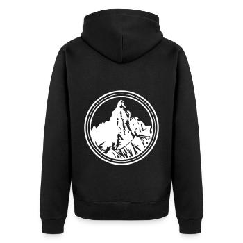 Berge Symbol Silhouette Kreis - Unisex Premium Bio Zip Hoodie - Schwarz - Hinten - Nico (187cm)