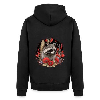Waschbär Waldtiere - Unisex Premium Bio Zip Hoodie - Schwarz - Hinten - Nico (187cm)