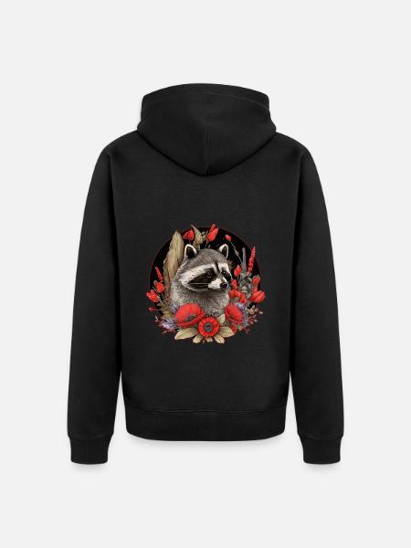 Waschbär Waldtiere - Unisex Premium Bio Zip Hoodie - Schwarz