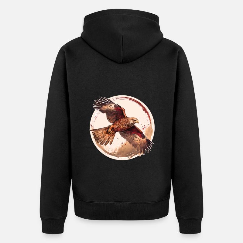 Rotmilan Greifvogel - Unisex Premium Bio Zip Hoodie - Schwarz