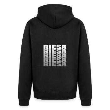 Riesa - Unisex Premium Bio Zip Hoodie - Schwarz - Hinten - Nico (187cm)