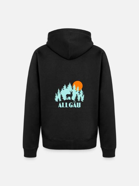 Allgäu - Unisex Premium Bio Zip Hoodie - Schwarz