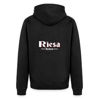 Riesa - Unisex Premium Bio Zip Hoodie - Schwarz - Hinten - Nico (187cm)