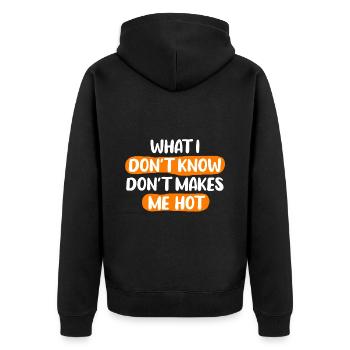 Was ich nicht weiß macht mich nicht heiß - Unisex Premium Bio Zip Hoodie - Schwarz - Hinten - Nico (187cm)