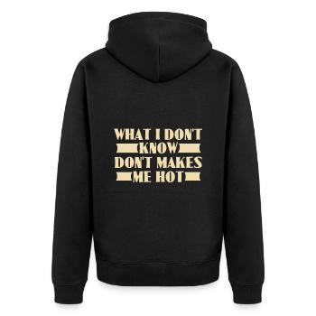 Was ich nicht weiß macht mich nicht heiß - Unisex Premium Bio Zip Hoodie - Schwarz - Hinten - Nico (187cm)