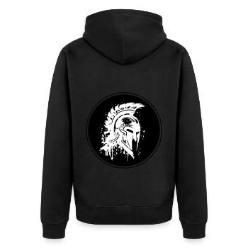 Spartaner Helm Gladiator Symbol - Unisex Premium Bio Zip Hoodie - Schwarz - Hinten - Nico (187cm)