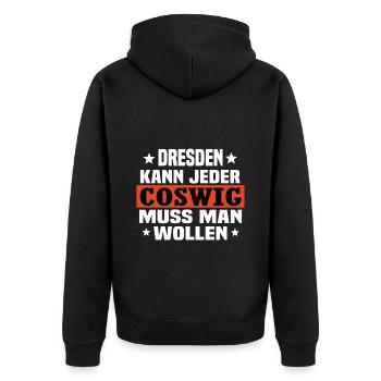 Coswig - Unisex Premium Bio Zip Hoodie - Schwarz - Hinten - Nico (187cm)