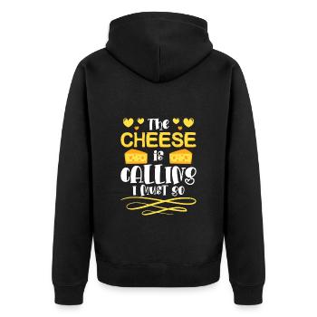 Cheese Lover Mouse Foodie Fat - Unisex Premium Organic Zip Hoodie - black - Back - Nico (187cm)