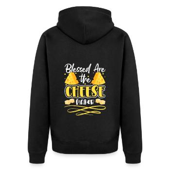 Cheese lover milk parmesan fat - Unisex Premium Organic Zip Hoodie - black - Back - Nico (187cm)