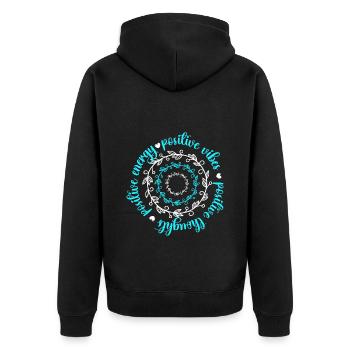 Motivation Liebe Yogaübung Selbstvertrauen - Unisex Premium Bio Zip Hoodie - Schwarz - Hinten - Nico (187cm)