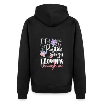 Positiv Optimistisch Eigenliebe - Unisex Premium Bio Zip Hoodie - Schwarz - Hinten - Nico (187cm)