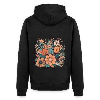 Wunderschönes Boho Blumen Herbarium Bouquet - Unisex Premium Bio Zip Hoodie - Schwarz - Hinten - Nico (187cm)