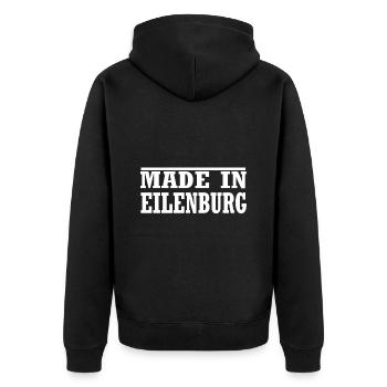 Eilenburg - Unisex Premium Bio Zip Hoodie - Schwarz - Hinten - Nico (187cm)