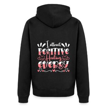 Motivation Optimistic Meditation Self-love - Unisex Premium Organic Zip Hoodie - black - Back - Nico (187cm)