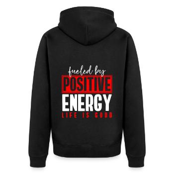 Positiv Meditation Selbstliebe - Unisex Premium Bio Zip Hoodie - Schwarz - Hinten - Nico (187cm)