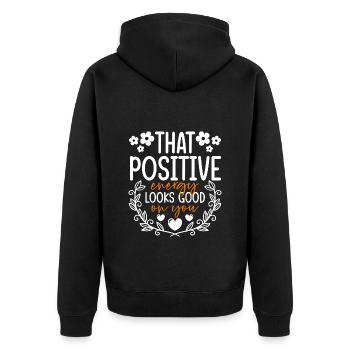 Motivation Stark - Unisex Premium Bio Zip Hoodie - Schwarz - Hinten - Nico (187cm)