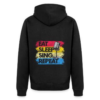 Singen Singer Singstimme - Unisex Premium Bio Zip Hoodie - Schwarz - Hinten - Nico (187cm)