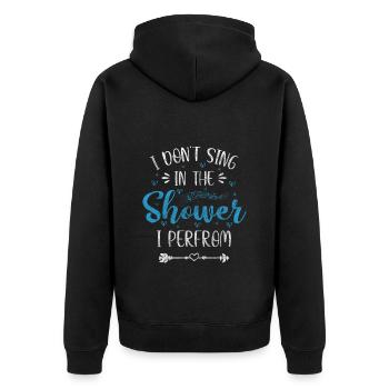 Sänger Hobby Noten - Unisex Premium Bio Zip Hoodie - Schwarz - Hinten - Nico (187cm)