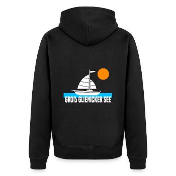 Groß Glienicker See - Unisex Premium Bio Zip Hoodie - Schwarz - Hinten - Nico (187cm)