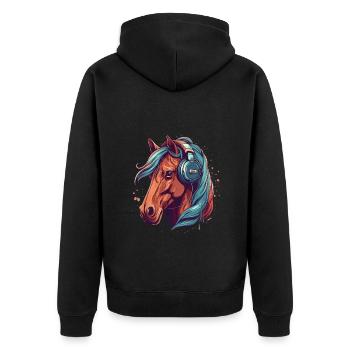 Idée passion chevaux cavalière aquarelle splash - Veste à capuche bio Premium Unisexe - noir - Dos - Nico (187cm)