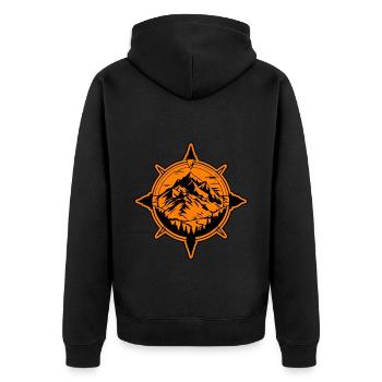 Symbole de voyage Compass Mountains - Veste à capuche bio Premium Unisexe - noir - Dos - Nico (187cm)