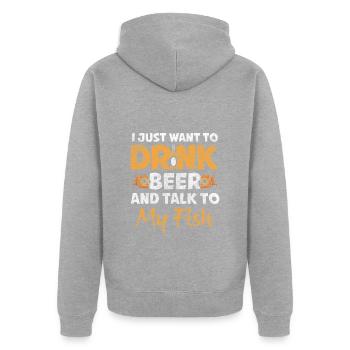 Fische Aquaristen Haustier Zucht - Unisex Premium Bio Zip Hoodie - Grau meliert - Hinten - Nico (187cm)