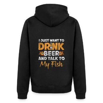 Fische Aquaristen Haustier Zucht - Unisex Premium Bio Zip Hoodie - Schwarz - Hinten - Nico (187cm)